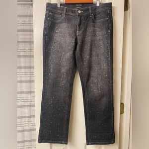White House Black Market Glamorous Rhinestone Straight Leg Low Rise Jeans Size 8